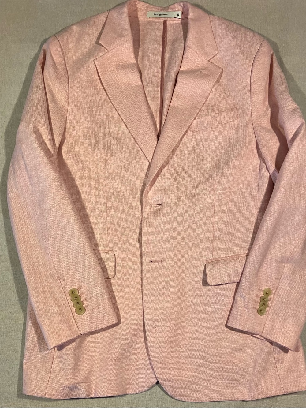 Banana Republic Men’s Pink Linen Blend Herringbone Blazer 40 Short